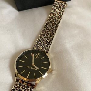 Juicy Couture leopard steel mesh watch